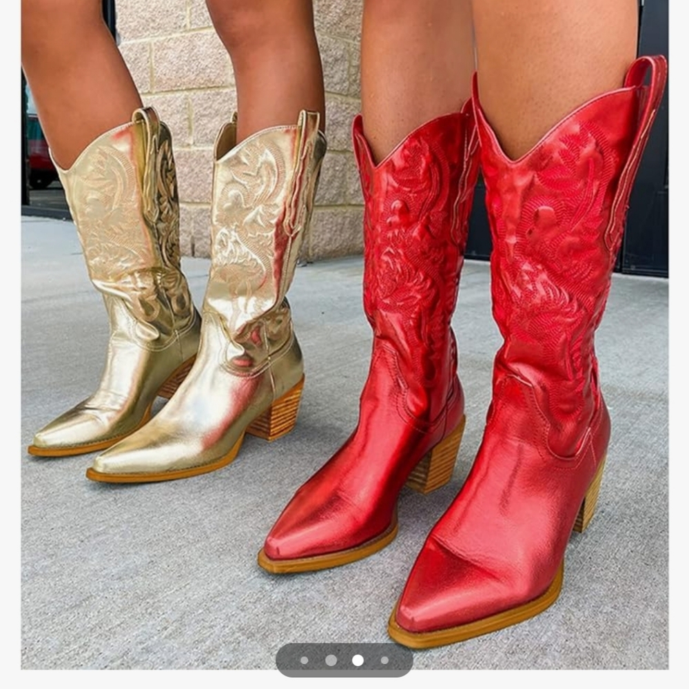 Red cowgirl boots size 10 Muccute